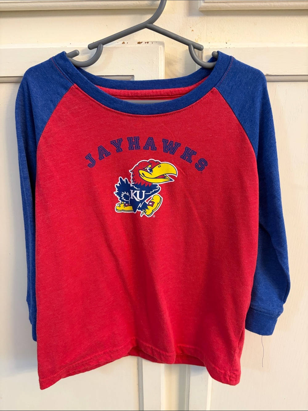 Colosseum Kansas Jayhawks Red & Blue Kids Raglan Tee 5T